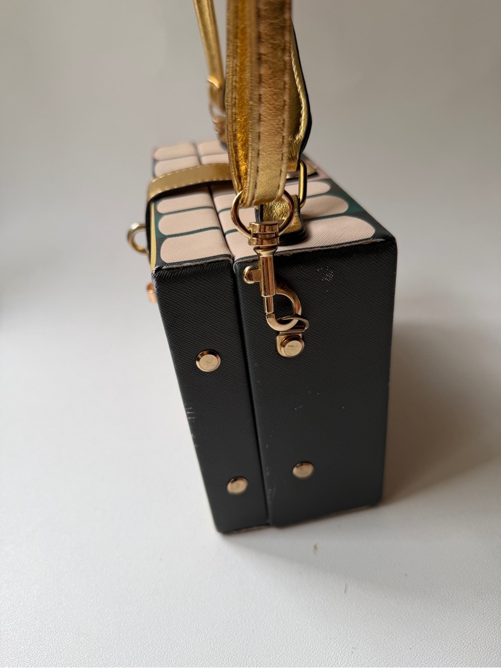 Book Box Crossbody Bag in Green, Burgundy, Blush & Gold - Picture 7 of 15